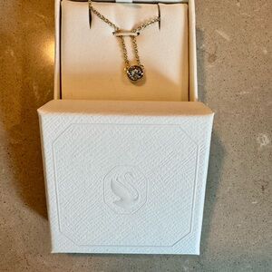 Swarovski Gold Crystal Drop Pendant Necklace - Clear & Gold
